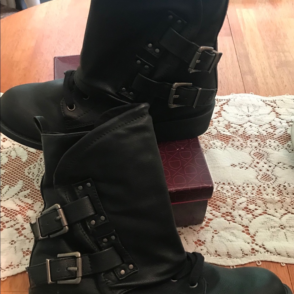 Buckle Black Boots - very stylish and brand new!